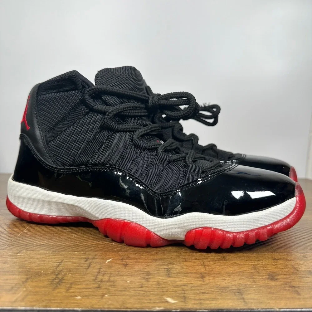 Jordan XI Bred Shoes Mens 10.5 Black Red 11 Retro Patent Leather 2001 Box + Card